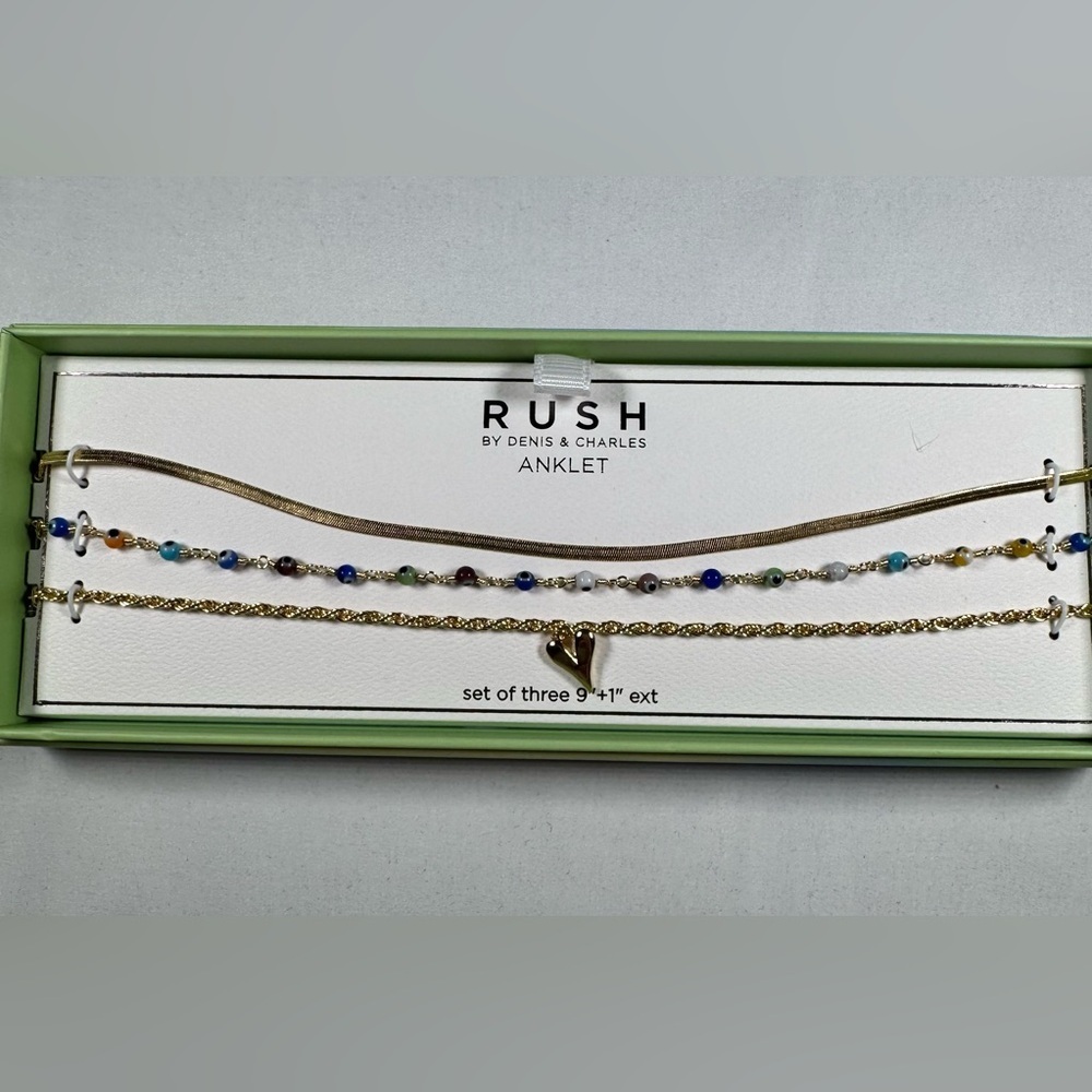 NIB Rush by Denis & Charles Gold and Multicolor Anklet Summer boho beach